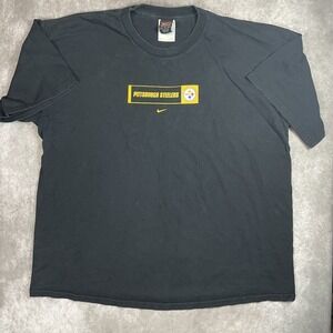 Vintage Nike Pittsburgh Steelers Shirt Mens XL Black Center Swoosh NFL Logo 90s